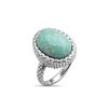 Image 1 : Sterling Silver Oval Turquoise Textured Ring-SZ 7