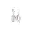 Image 1 : Gleaming Rhodium Leaf Drop Earring