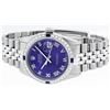 Image 6 : Rolex Mens Stainless Steel Purple Roman Diamond & Sapphire Datejust Wristwatch