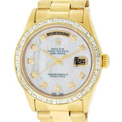 Rolex Mens 18K Yellow Gold 3.0 ctw Baguette Diamond Day Date President Wristwatc