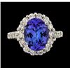 Image 2 : 4.13 ctw Tanzanite and Diamond Ring - 14KT White Gold