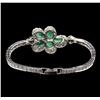 Image 2 : 4.05 ctw Emerald and Diamond Bracelet - 14KT White Gold