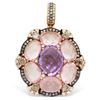 Image 1 : 18k Rose Gold  10.30CTW Amethys and Rose Quartz and Brown Diamonds Pendant