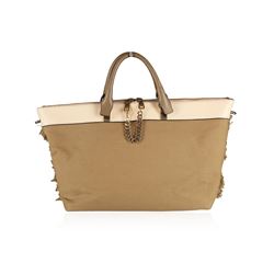 Chloe Baylee Khaki Canvas and Leather Crossbody Tote Bag