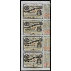 Uncut Sheet of (4) State of Louisiana Baby Bond Obsolete Notes