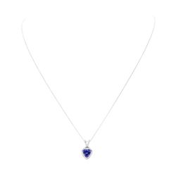 1.48 ctw Tanzanite and Diamond Pendant With Chain - 14KT White Gold