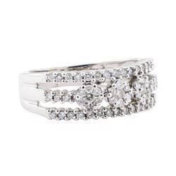 0.50 ctw Diamond Three Row Ring - 14KT White Gold