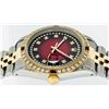 Image 6 : Rolex Mens 2 Tone 14K Lugs Red Vignette Diamond String & Ruby Datejust Wristwatc