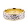 Image 1 : Two Tone Hand Engraved Band - 14KT Yellow and White Gold