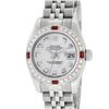 Image 2 : Rolex Ladies Stainless Steel Quickset Mother Of Pearl Diamond & Ruby Datejust Wr