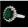 Image 1 : 4.38 ctw Emerald and Diamond Ring - 14KT White Gold