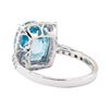 Image 3 : 8.07 ctw Blue Zircon and Diamond Ring - 14KT White Gold