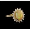 Image 1 : 1.90 ctw Opal and Diamond Ring - 14KT Yellow Gold