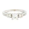 Image 1 : 14k White Gold 1.10 ctw Princess Diamond 3 Stone Engagement Ring w/ Round Accent