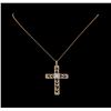 Image 1 : 0.55 ctw Diamond Cross Pendant with Chain - 18KT Rose and White Gold