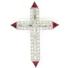 Image 2 : Platinum 1.56 ctw Round Baguette Diamond & Trillion Ruby Cross Pendant Pin Brooc