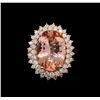 Image 2 : 14KT Rose Gold 13.41 ctw Morganite and Diamond Ring