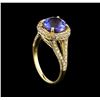 Image 4 : 14KT Yellow Gold 2.96 ctw Tanzanite and Diamond Ring