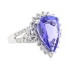 Image 1 : 6.30 ctw Tanzanite and Diamond Ring - Platinum