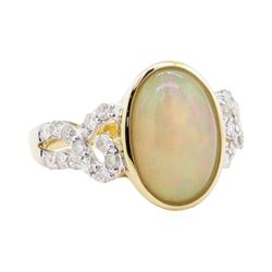 2.44 ctw Opal and Diamond Ring - 14KT Yellow Gold