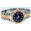 Image 3 : Rolex Mens 2 Tone 14K Blue Vignette Pyramid Diamond Datejust Wristwatch