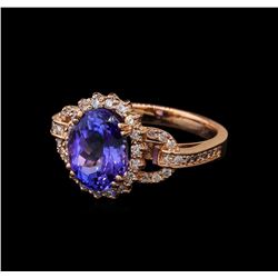 3.59 ctw Tanzanite and Diamond Ring - 14KT Rose Gold