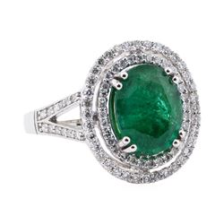 3.65 ctw Emerald and Diamond Ring - 14KT White Gold