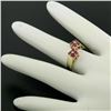 Image 4 : 14K Yellow Gold 0.60 ctw Dual 4 Blood Red Ruby Cluster Bypass Ring