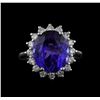 Image 2 : 8.04 ctw Tanzanite and Diamond Ring - 14KT White Gold