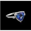 Image 1 : 3.60 ctw Tanzanite and Diamond Ring - Platinum