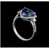 Image 4 : 3.60 ctw Tanzanite and Diamond Ring - Platinum