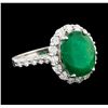 Image 1 : 4.76 ctw Emerald and Diamond Ring - 14KT White Gold