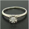 Image 1 : 14k White Gold 0.20 ctw F VVS2 Illusion Set Round Diamond Solitaire Ring