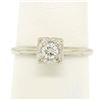 Image 2 : 14k White Gold 0.20 ctw F VVS2 Illusion Set Round Diamond Solitaire Ring