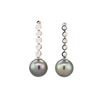 Image 1 : Pearl and Diamond Earrings - 14KT White Gold