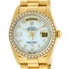 Image 1 : Rolex Mens 18K Yellow Gold MOP String Diamond Quickset President Wristwatch With