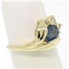 Image 3 : 14K Solid Yellow Gold 1.14 ctw Oval Sapphire Blooming Flower Ring Diamond Accent