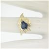 Image 7 : 14K Solid Yellow Gold 1.14 ctw Oval Sapphire Blooming Flower Ring Diamond Accent