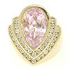 Image 3 : 14k Yellow Gold Bezel Pear Morganite & Diamond Channels 8.05 ctw Large Ring