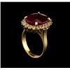 Image 4 : GIA Cert 6.96 ctw Ruby and Diamond Ring - 14KT Yellow Gold