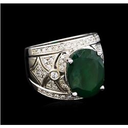 14KT White Gold 6.63 ctw Emerald and Diamond Ring