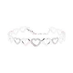 0.25 ctw Diamond Heart Motif Bangle Bracelet - 14KT White Gold