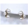 Image 1 : EARRING - Yellow Gold Triple Pearl Earrings - 14K