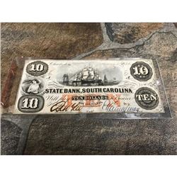 1860 State of South Carolina $10 Note