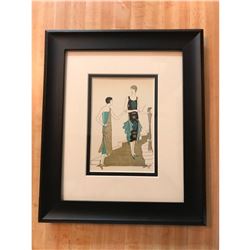 Original 1920's Art Deco Illustration Stencil, Pouchoir, Gazette Du Bon Ton, Flappers, Socialites