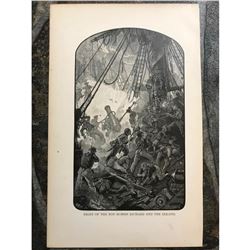 19thc Engraving, Naval Battle, Fight Of The Bon Homme Richard And The Serapis