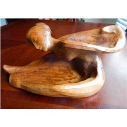 Antique Art Nouveau Style Figural Wood Carving, Nude Woman