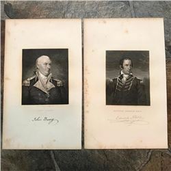 19thc Steel Engravings, Revolutionary War Naval Officers, Commodores