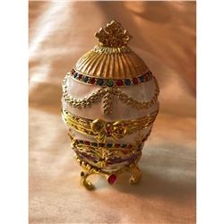 Russian Faberge Style Royal Bonbonniere Egg, Jewel Trinket Box