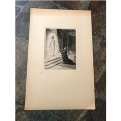 19thc French Etching, Le Secret De St Louis, Jesus Christ